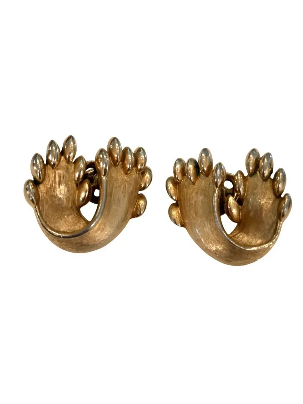 Trifari Vintage Brushed Gold Tone Clip on Earrings
